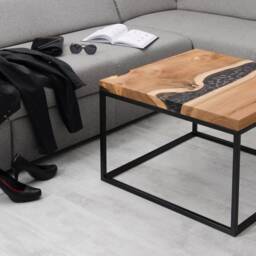 Live Edge Coffee Table, Epoxy Resin Table, Walnut Live Edge River Coffee Table - thumbnail 2