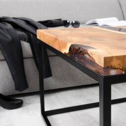 Live Edge Coffee Table, Epoxy Resin Table, Walnut Live Edge River Coffee Table - thumbnail 4