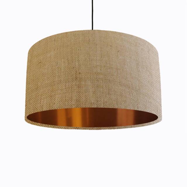 Natural Hessian Lampshade With Copper Lining - image 1
