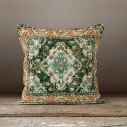 Kilim Ethnic Print Cushion Cover-Traditional Rug Design Pillow Case-Authentic Home Decoration-Anatolian Turkish, Farmhouse Geometric Style - thumbnail 3