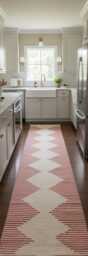 Handwoven Kilim Runner Rug Red & Cream Geometric Wool Carpet, Boho Bedroom Decor - thumbnail 1