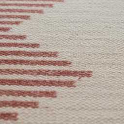Handwoven Kilim Runner Rug Red & Cream Geometric Wool Carpet, Boho Bedroom Decor - thumbnail 3