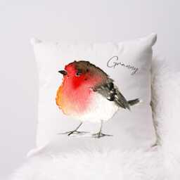 Personalised Robin Cushion - Watercolour Bird Pillow, Remembrance Gift, Custom in Loving Memory Pillow - thumbnail 2