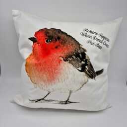 Personalised Robin Cushion - Watercolour Bird Pillow, Remembrance Gift, Custom in Loving Memory Pillow - thumbnail 4