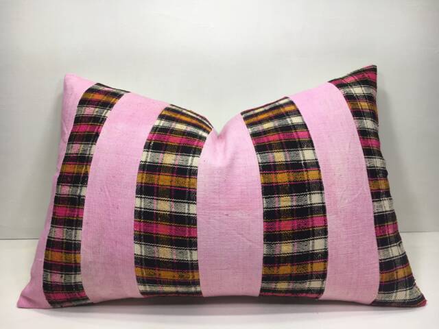 Vintage Turkish Kilim Pillow, Bohemian Handwoven Accent Pillow - 16x24 - image 1