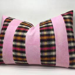 Vintage Turkish Kilim Pillow, Bohemian Handwoven Accent Pillow - 16x24 - thumbnail 2
