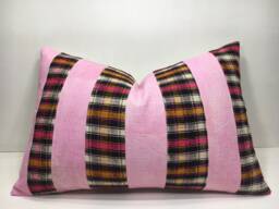 Vintage Turkish Kilim Pillow, Bohemian Handwoven Accent Pillow - 16x24 - thumbnail 1
