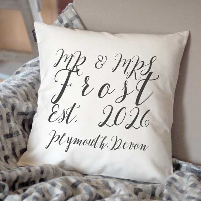 Personalised Cotton Canvas Cushion - Wedding Anniversary, New Home Gift - image 1