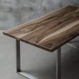 Live Edge Dining Table, Walnut Table, Slabs Wooden Industrial Dining Table - thumbnail 2
