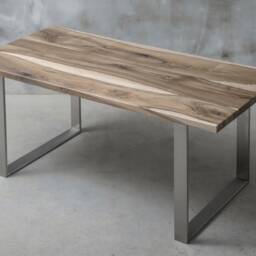 Live Edge Dining Table, Walnut Table, Slabs Wooden Industrial Dining Table - thumbnail 3