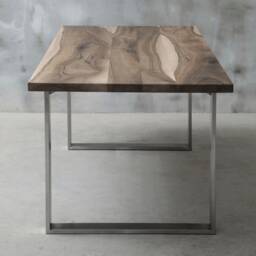 Live Edge Dining Table, Walnut Table, Slabs Wooden Industrial Dining Table - thumbnail 1
