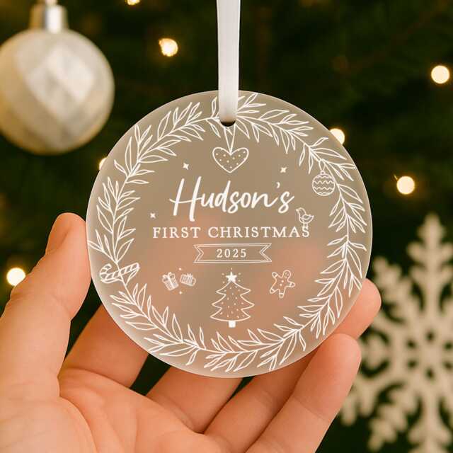 Personalised Babys First Christmas Decoration, Baby's 1st Rabbit New Baby Gift, Bauble - image 1
