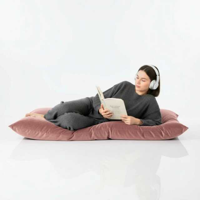 Plush Velvet Beanbag Floor Cushion Rose Pink Square Pillow - image 1