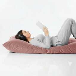 Plush Velvet Beanbag Floor Cushion Rose Pink Square Pillow - thumbnail 2