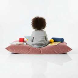 Plush Velvet Beanbag Floor Cushion Rose Pink Square Pillow - thumbnail 3