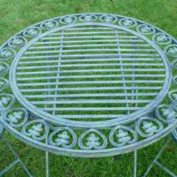 Camogli Garden Folding Bistro Table & Chairs Set Outdoor Patio Furniture Antique Green Blue Steel - thumbnail 3