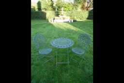 Camogli Garden Folding Bistro Table & Chairs Set Outdoor Patio Furniture Antique Green Blue Steel