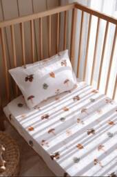Forest Patterned Sheet, Organic Crib Duvet Cover, Toodler Bedding, Baby Newborn Gift, Girl Bedding, Boho Nursery Bedding