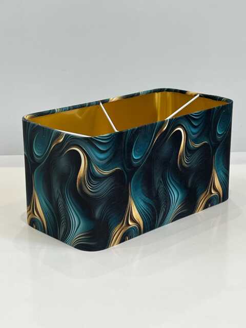 Handmade By Order Luxury Black Gold Lava Abstract Marble Geometric Pattern Rectangular Shape Lamp Shade Pendant All Shapes Sizes Avail - image 1