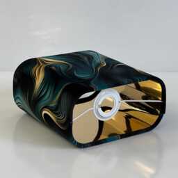 Handmade By Order Luxury Black Gold Lava Abstract Marble Geometric Pattern Rectangular Shape Lamp Shade Pendant All Shapes Sizes Avail - thumbnail 2