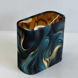 Handmade By Order Luxury Black Gold Lava Abstract Marble Geometric Pattern Rectangular Shape Lamp Shade Pendant All Shapes Sizes Avail - thumbnail 3