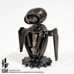 Little Cute Robot - Small Item/Recycle Metal Sustainable Sculpture Art - thumbnail 1