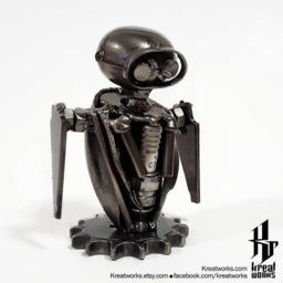 Little Cute Robot - Small Item/Recycle Metal Sustainable Sculpture Art - thumbnail 3