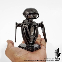 Little Cute Robot - Small Item/Recycle Metal Sustainable Sculpture Art - thumbnail 2