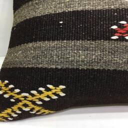 Vintage Turkish Kilim Pillow Cover, Handwoven Accent Throw - 16x24 - thumbnail 3