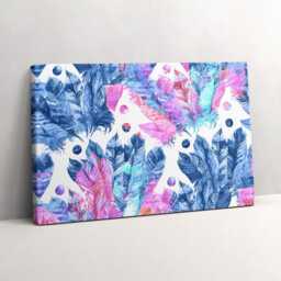 Colorful Feathers Canvas, Picture Wall Hanging, Blue Art, Animals Canvas Painting - thumbnail 2
