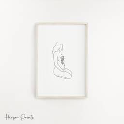 Pregnant Woman Line Art Print Mother & Baby - thumbnail 1