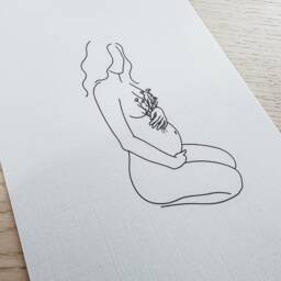 Pregnant Woman Line Art Print Mother & Baby - thumbnail 2