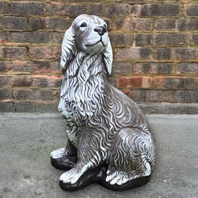 Concrete Cocker Spaniel Dog Sculpture Stone Large Statue Memorial Pet Ornament Handmade Figurine Outdoor Decor - image 1