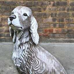 Concrete Cocker Spaniel Dog Sculpture Stone Large Statue Memorial Pet Ornament Handmade Figurine Outdoor Decor - thumbnail 2