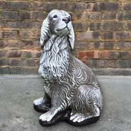 Concrete Cocker Spaniel Dog Sculpture Stone Large Statue Memorial Pet Ornament Handmade Figurine Outdoor Decor
