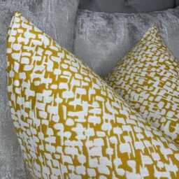 Mustard Yellow White Cushion Cover, Scandi Retro Style Pillow Cover - Double Sided Decorative Sofa Bed Yin - thumbnail 2
