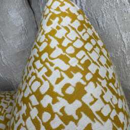 Mustard Yellow White Cushion Cover, Scandi Retro Style Pillow Cover - Double Sided Decorative Sofa Bed Yin - thumbnail 3