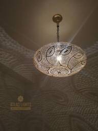 Handmade Engraved Brass Moroccan Pendant Light - Antique Finish - thumbnail 1