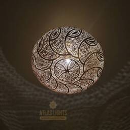Handmade Engraved Brass Moroccan Pendant Light - Antique Finish - thumbnail 3