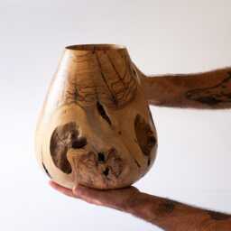 Olive Wood Vase - Decorative Rustic Centerpiece For Dried Flowers, Hand-Turned Organic Home Decor, Farmhouse - thumbnail 3