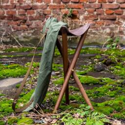 Outdoor Folding Stool, Three Legged Stool With Carrying Bag, Picnic Mid Century Camping Foldable Tripod Beech 3 Leg - thumbnail 2