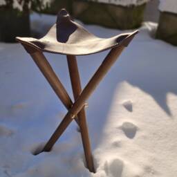 Outdoor Folding Stool, Three Legged Stool With Carrying Bag, Picnic Mid Century Camping Foldable Tripod Beech 3 Leg
