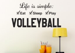 Life Is Simple Eat Sleep Play Volleyball Vinyl Wall Decal Large Sports All Star Sports Kids Teen & Nursery Decor Sport203 - thumbnail 1