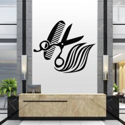 Hair Salon Wall Decal Scissors, Comb, & Stylist Decor T121 - thumbnail 2