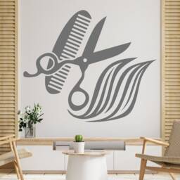 Hair Salon Wall Decal Scissors, Comb, & Stylist Decor T121 - thumbnail 3
