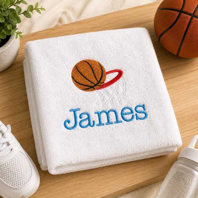 Embroidered Basketball Towel, Custom Name Sports Gift - image 1