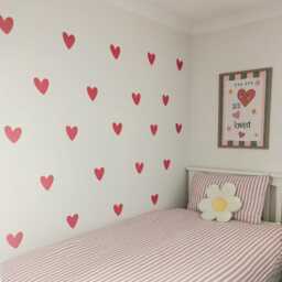 Red Heart Wall Stickers - Reusable Fabric Nursery Decals Kids Bedroom Decor Peel & Stick Hearts - thumbnail 2