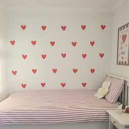 Red Heart Wall Stickers - Reusable Fabric Nursery Decals Kids Bedroom Decor Peel & Stick Hearts - thumbnail 1
