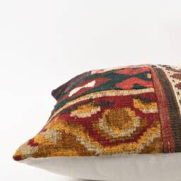 Handmade Turkish Kilim Pillow Embroidered Wool Cushion Cover - 18''x18'' - thumbnail 4