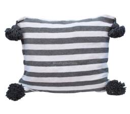 Handmade Moroccan Pom Cotton Cushion Cover Berber Throw Pillow - thumbnail 1
